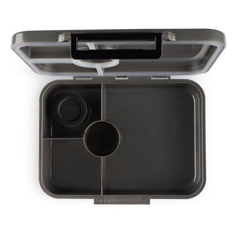 Caserolă prânz din Tritan cu 4 compartimente, design Tunet negru
