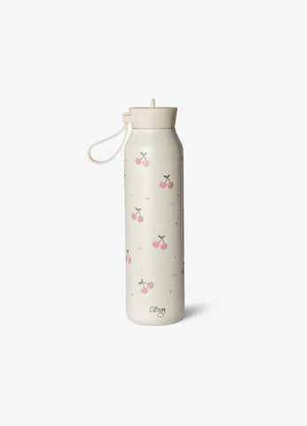 Set Complet Prânz și Hidratare ifamily: Caserolă Citron cu Termos, Set Tacâmuri Inox și Sticlă Termos 500ml Cireșe – Design Roz & Siguranță Certificată LFGB