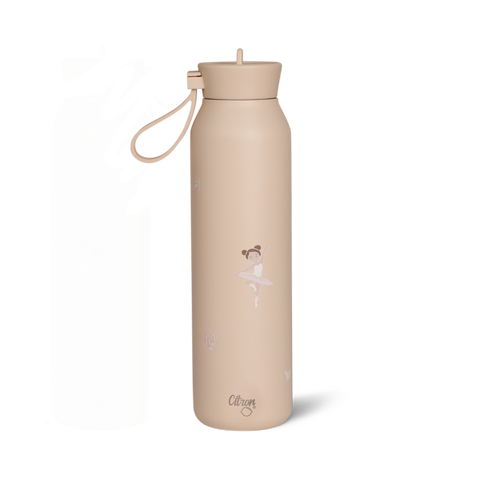 Set Citron Balerină Duo: Caserolă Prânz Mare cu 4 Compartimente + Termos Inox și Sticlă Termos 500ml