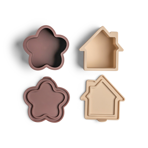 Set 4 Recipiente Etanșe din Silicon pentru Sosuri și Gustări (Beige, Caramel, Mov-Prună)