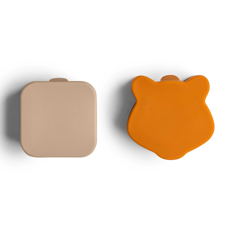 Set 4 Recipiente Etanșe din Silicon pentru Sosuri și Gustări (Beige, Caramel, Mov-Prună)