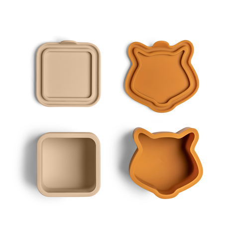 Set 4 Recipiente Etanșe din Silicon pentru Sosuri și Gustări (Beige, Caramel, Mov-Prună)
