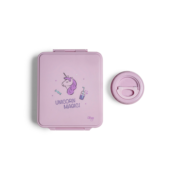 Caserolă prânz Mare cu 4 compartimente Citron design Unicorn + 1 borcan termoizolant