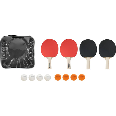 Set Tenis de Masă Portabil HUDORA Family – Fileu Extensibil (160 cm), 4 Palete și 8 Mingi