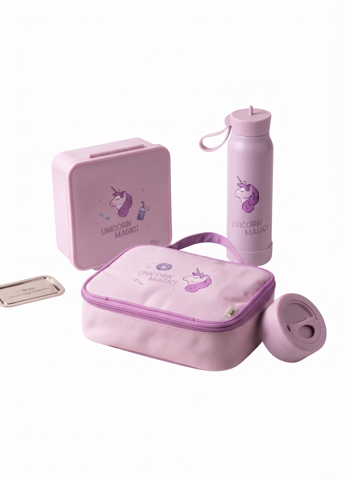 🦄 Set Complet Școală și Grădiniță Citron Unicorn Magic – Mâncare Caldă, Gustări Reci și Hidratare 350 ml | Roz