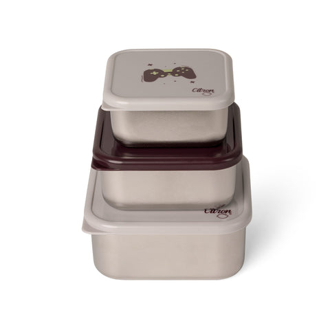Set Citron Cool Kid – School & Snack: Ghiozdan + 3 Caserole Inox + Sticlă Termos 350 ml