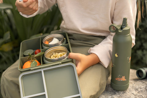 Caserolă compartimentată Citron Tigru cu borcan termoizolant din inox 304 pentru prânz cald și rece, material non-toxic fără BPA, certificat SGS.