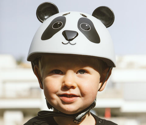 Cască protectie pentru copii Hudora Panda, crem/negru, mărimea 48-52