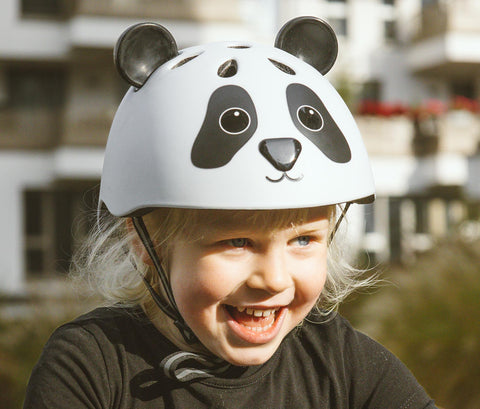 Cască protectie pentru copii Hudora Panda, crem/negru, mărimea 48-52