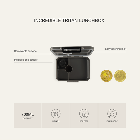 Caserolă prânz din Tritan cu 4 compartimente, design Tunet