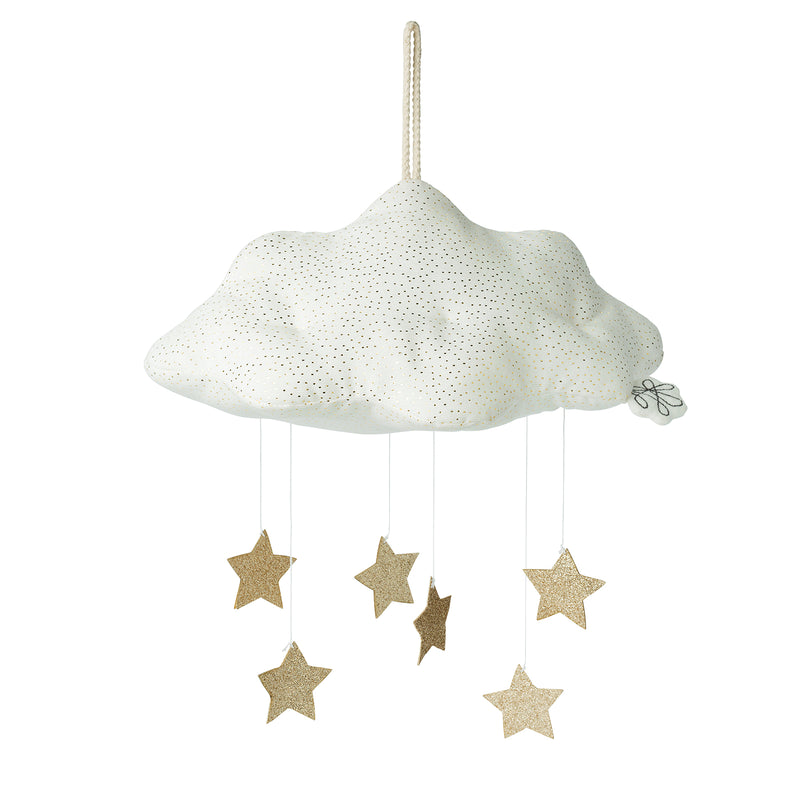 Nor decorativ alb cu stelute aurii - 34 cm