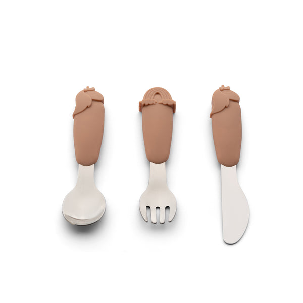 Set tacâmuri cu 3 piese din inox și silicon design Unicorn