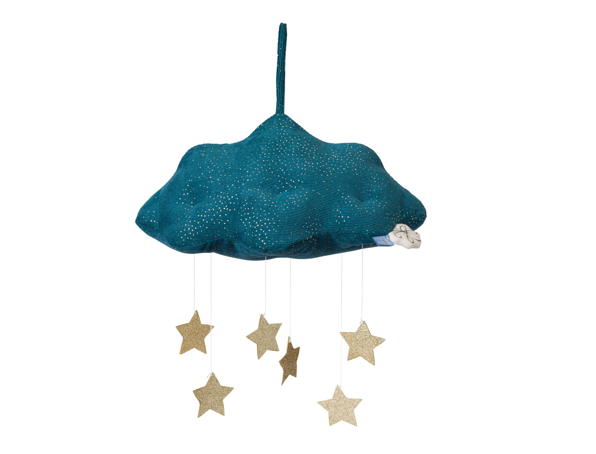 Nor decorativ albastru cu stele aurii - 34 cm