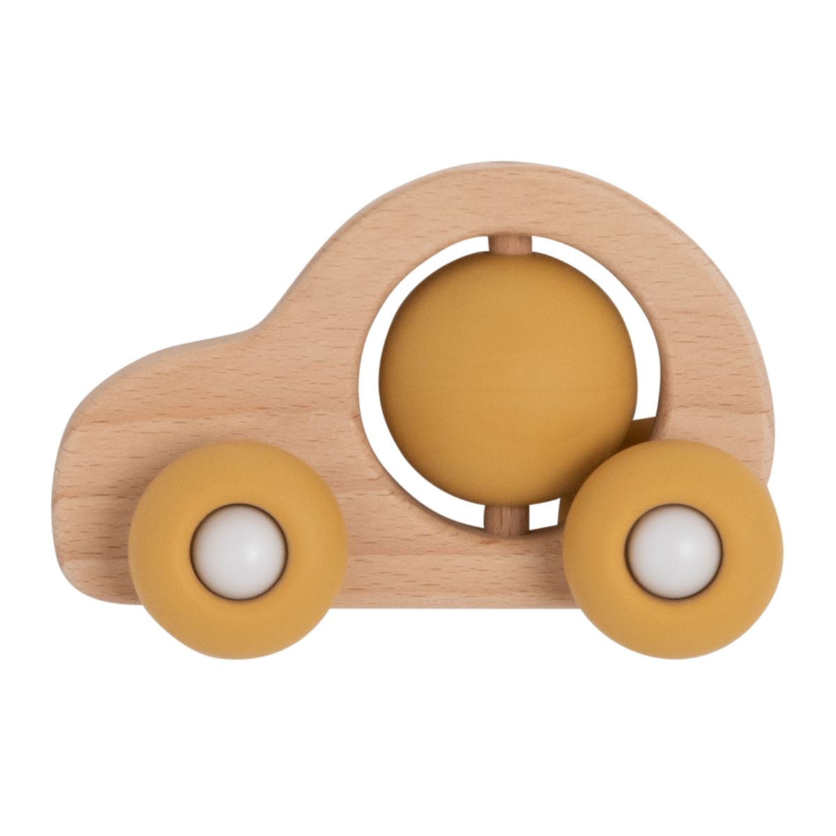 Mașina din lemn și silicon pentru bebeluși